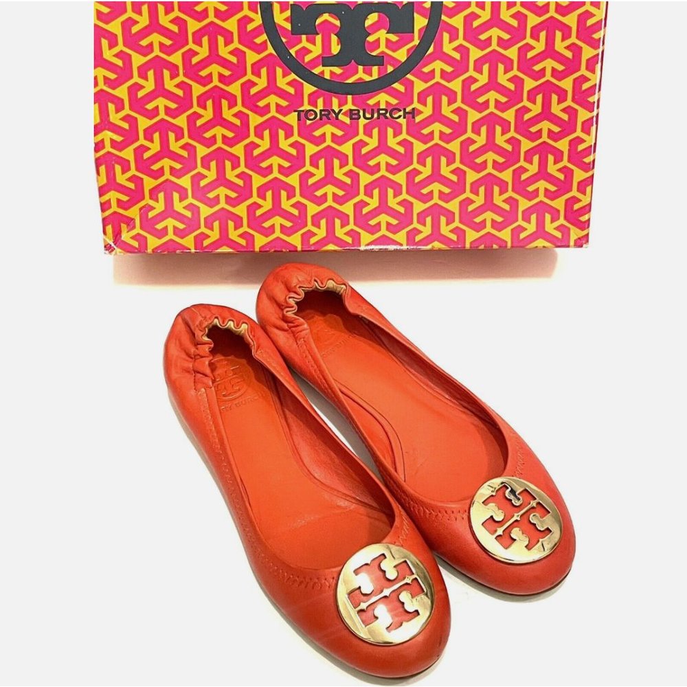 TORY BURCH like NEW Red Orange Minnie Travel Ballet